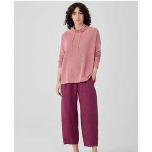 Eileen Fisher Organic Linen and Cotton Slub Funnel Neck Top in Pink size Large